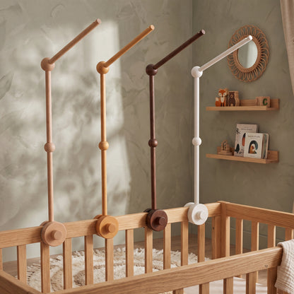 Wooden Baby Mobile Arm – Adjustable Crib Mobile Holder in 6 Colors | Natural, Walnut & White Beech Wood Nursery Hanger