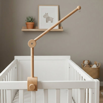 Wooden Baby Mobile Arm – Adjustable Crib Mobile Holder | Natural Beech Wood Nursery Hanger for Cribs & Playpens