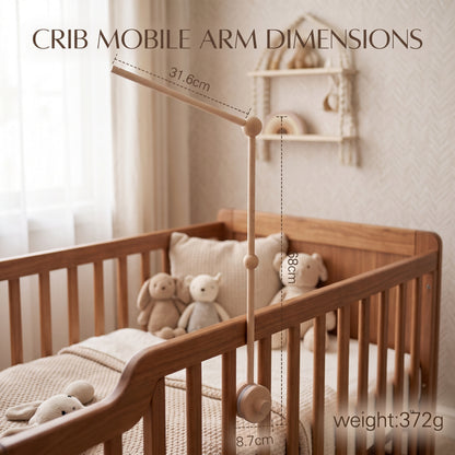 Wooden Baby Mobile Arm – Adjustable Crib Mobile Holder in 6 Colors | Natural, Walnut & White Beech Wood Nursery Hanger