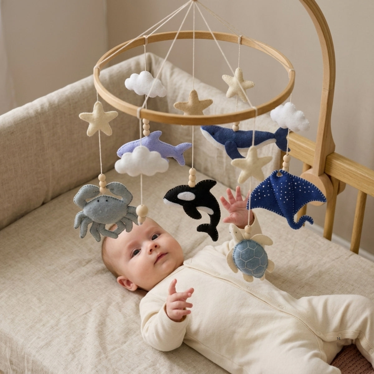 Ocean Animals Baby Mobile – Handmade Felt Whale, Shark, Dolphin, Orca & Sea Turtle | Under the Sea Nursery Decor