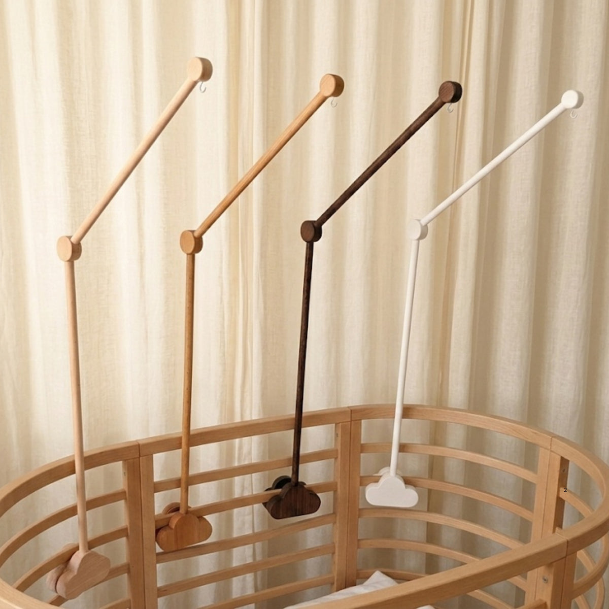 Wooden Baby Mobile Arm with Cloud Clamp – Crib Mobile Holder