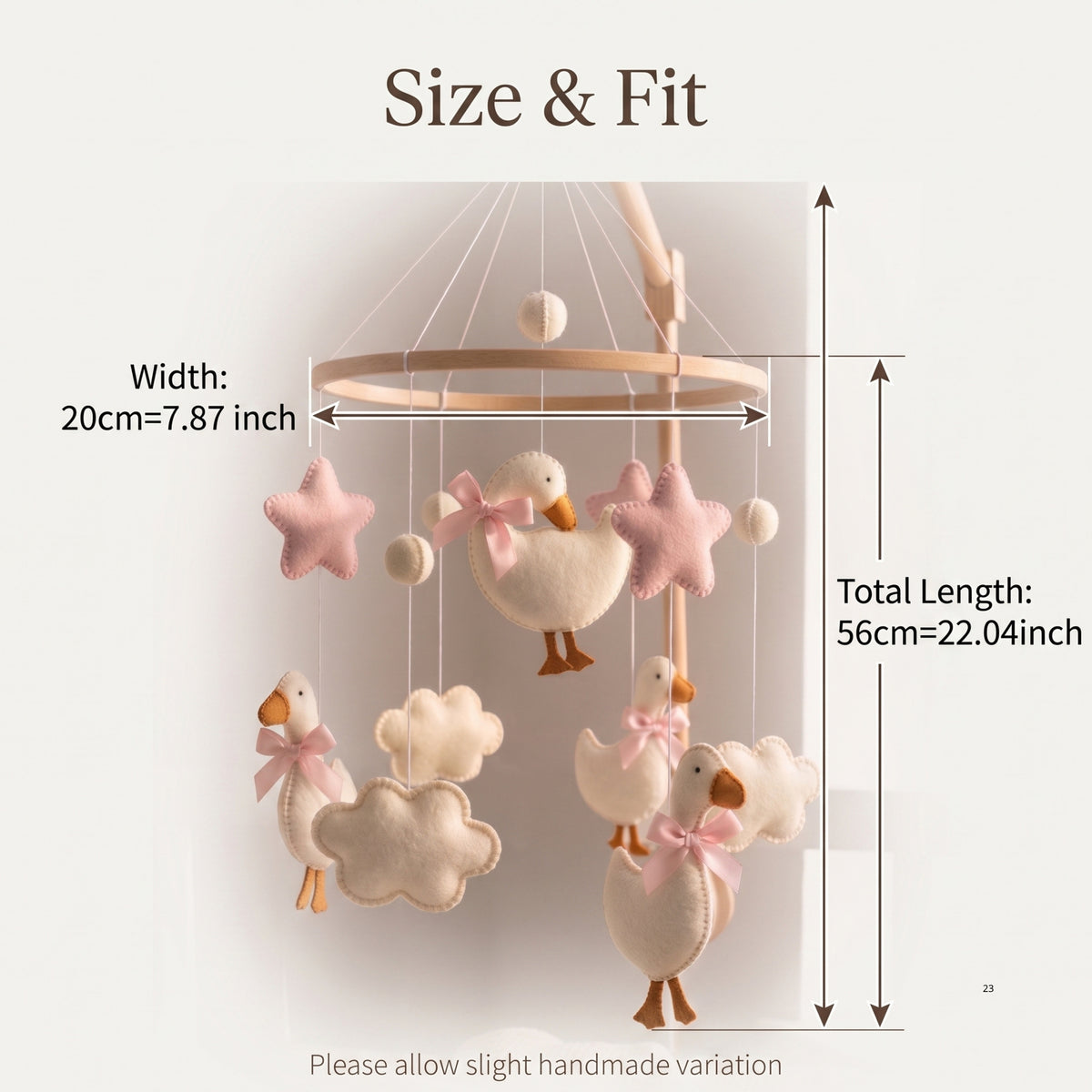 Goose Baby Mobile – Handmade Felt Geese with Pink Bows & Stars | Girl Nursery Decor