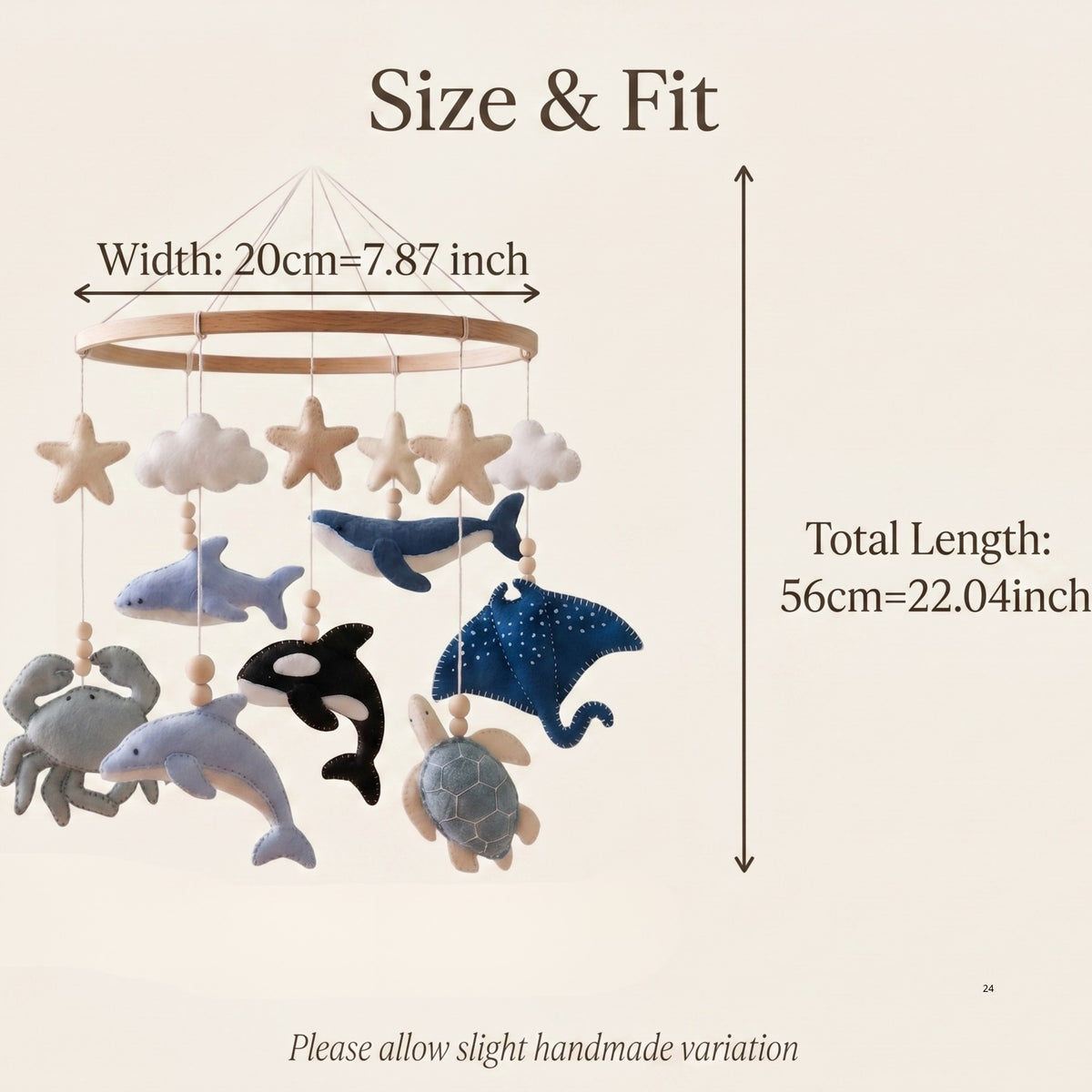 Ocean Animals Baby Mobile – Handmade Felt Whale, Shark, Dolphin, Orca & Sea Turtle | Under the Sea Nursery Decor