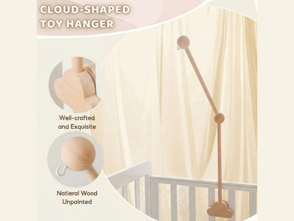 Wooden Baby Mobile Arm with Cloud Clamp – Crib Mobile Holder