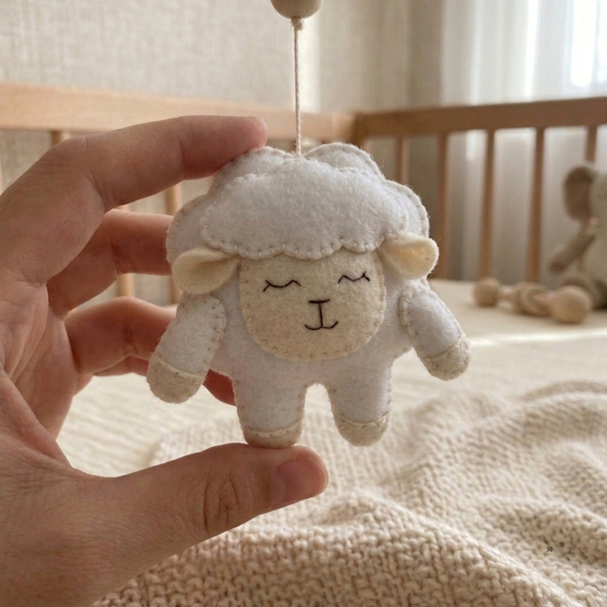 Sheep Baby Mobile – Handmade Felt Lambs & Clouds | Minimalist Neutral Cloud Nursery Decor