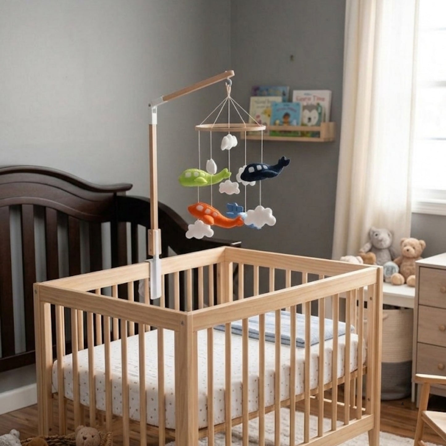 Airplane Baby Mobile – Handmade Felt Airplanes with Clouds | Colorful Aviation Nursery Decor
