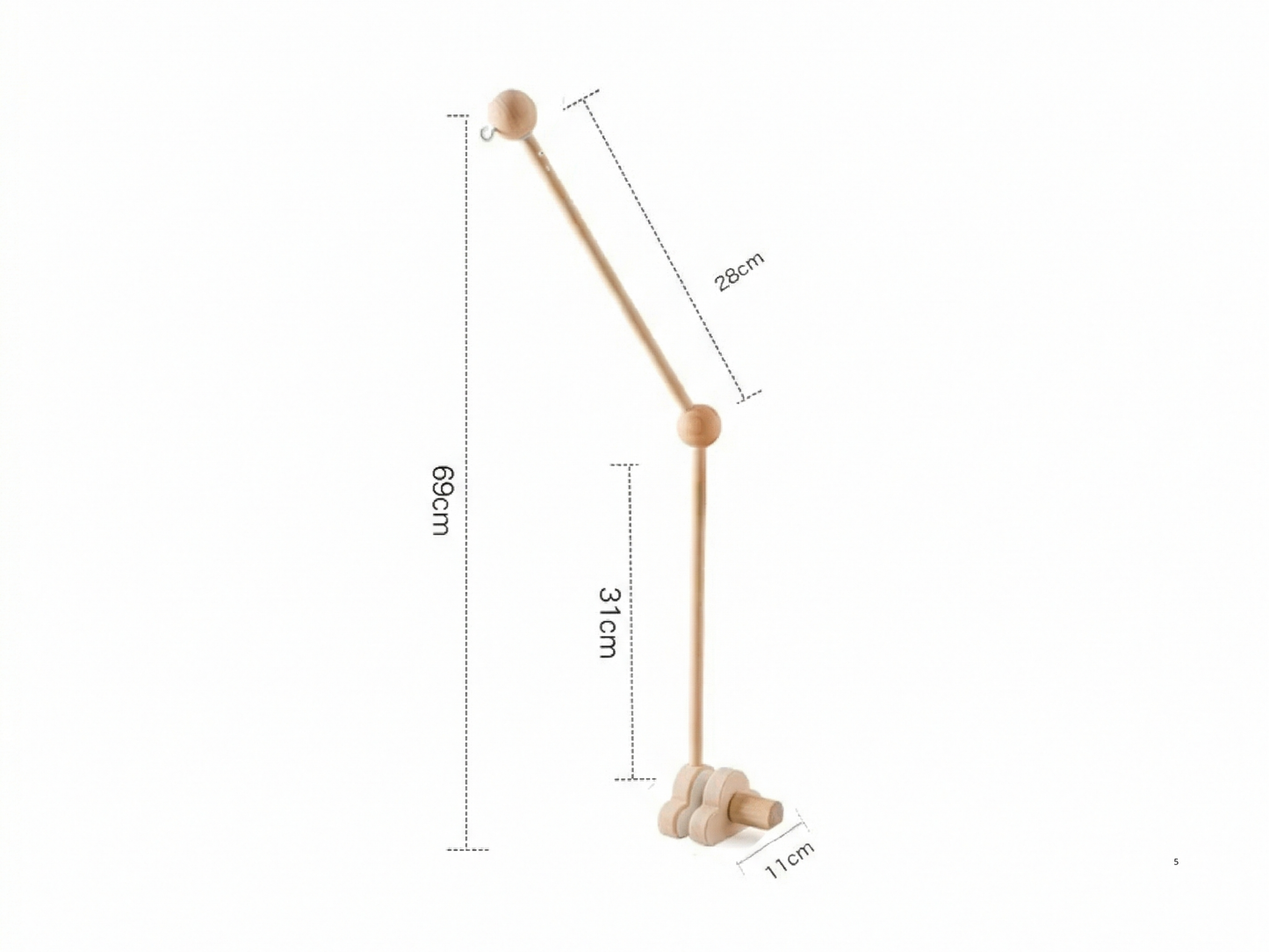 Wooden Baby Mobile Arm with Cloud Clamp – Crib Mobile Holder