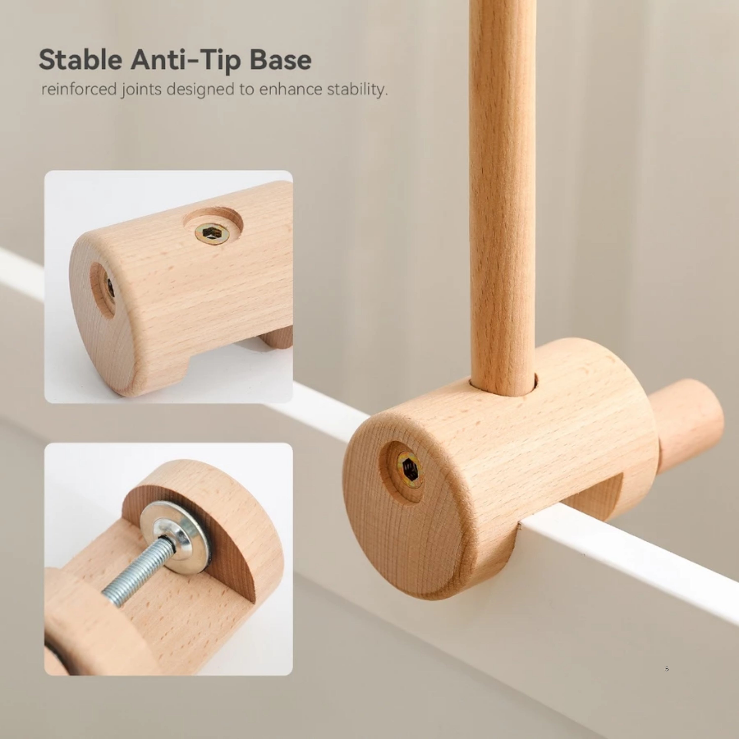 Wooden Baby Mobile Arm – Adjustable Crib Mobile Holder with Anti-Tip Base | Beech Wood Nursery Hanger in 6 Colors