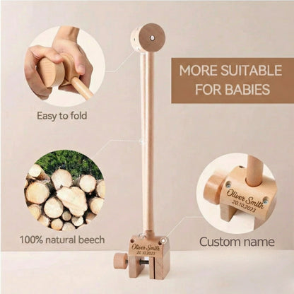 Wooden Baby Mobile Arm – Adjustable Crib Mobile Holder | Natural Beech Wood Nursery Hanger for Cribs & Playpens