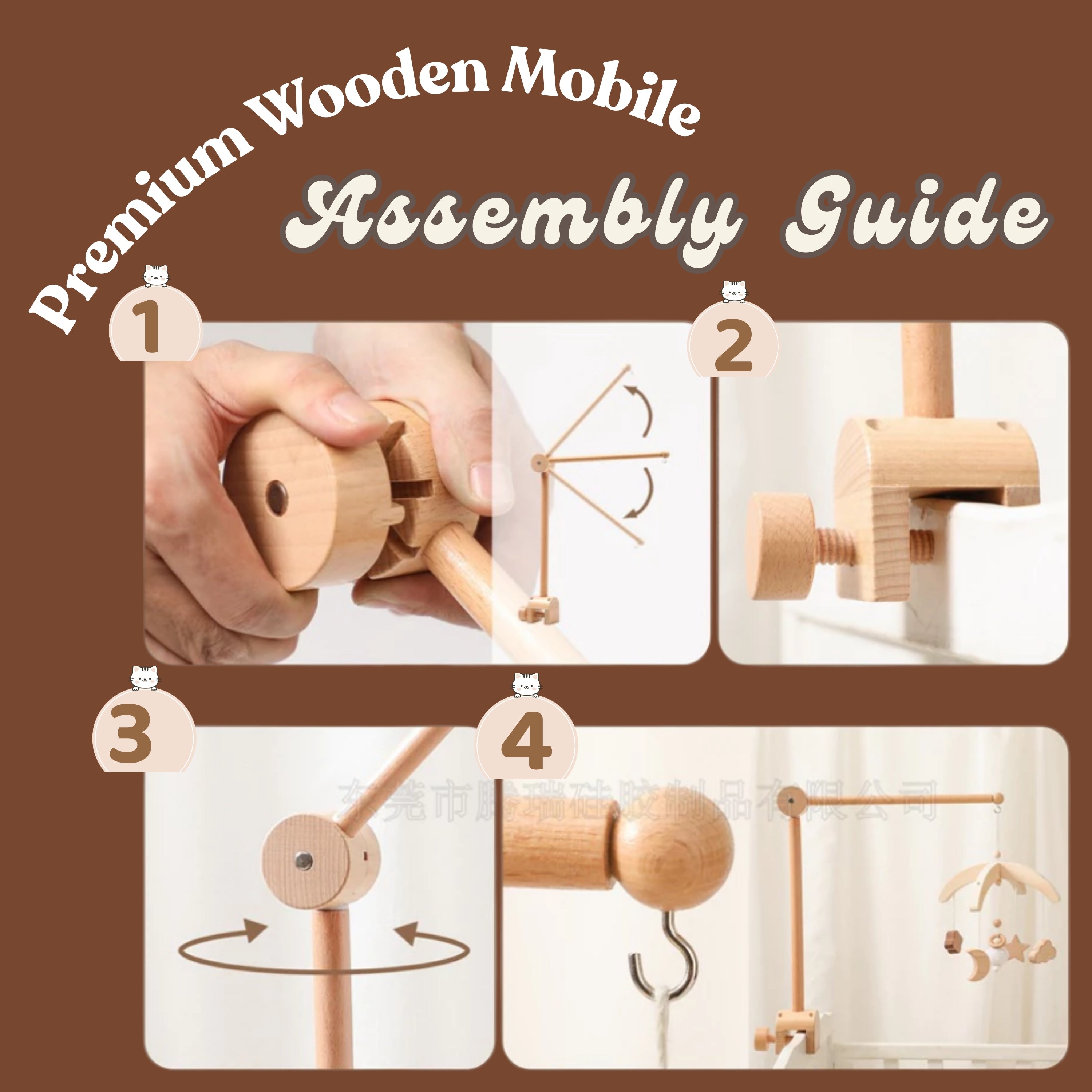 Wooden Baby Mobile Arm – Adjustable Crib Mobile Holder | Natural Beech Wood Nursery Hanger for Cribs & Playpens