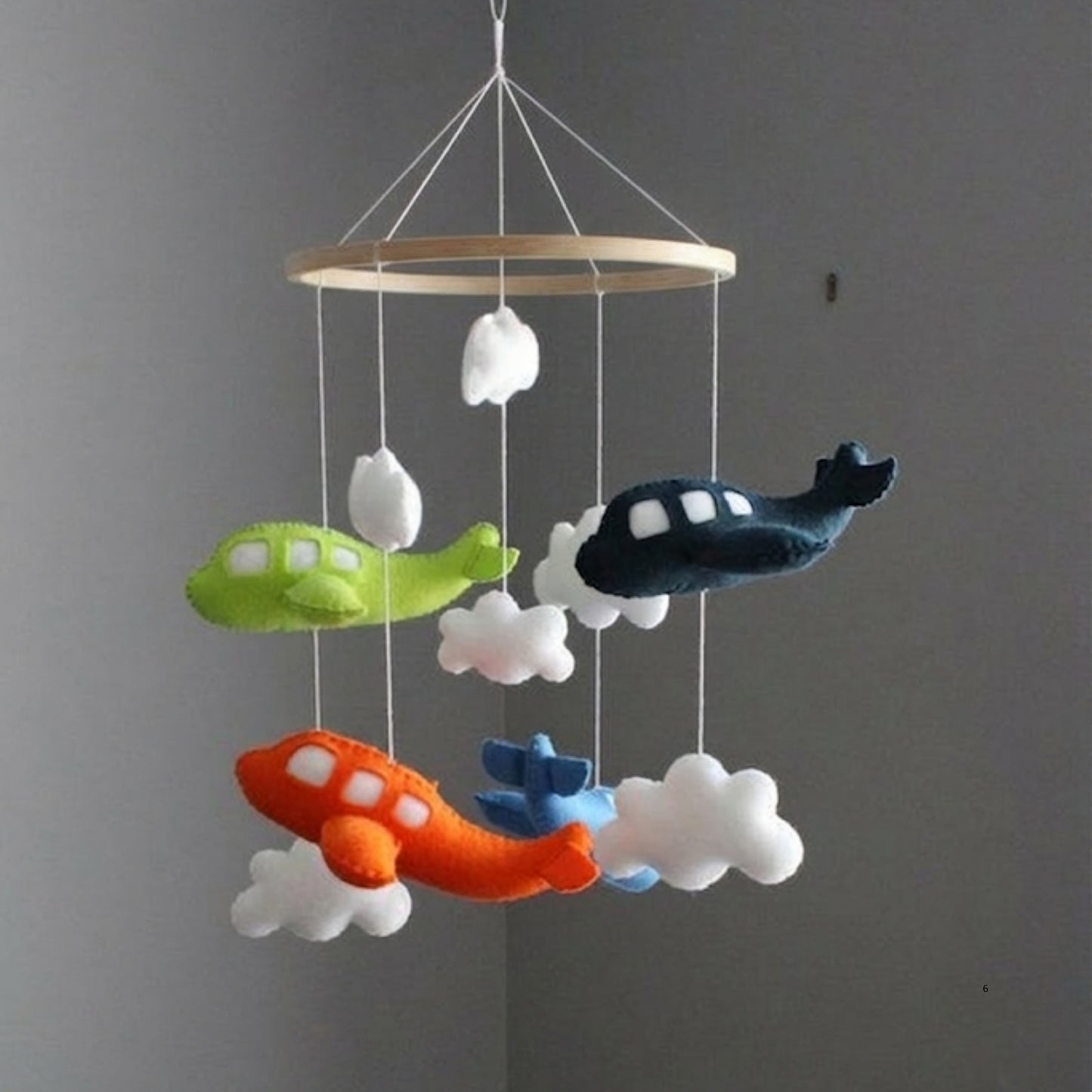 Airplane Baby Mobile – Handmade Felt Airplanes with Clouds | Colorful Aviation Nursery Decor