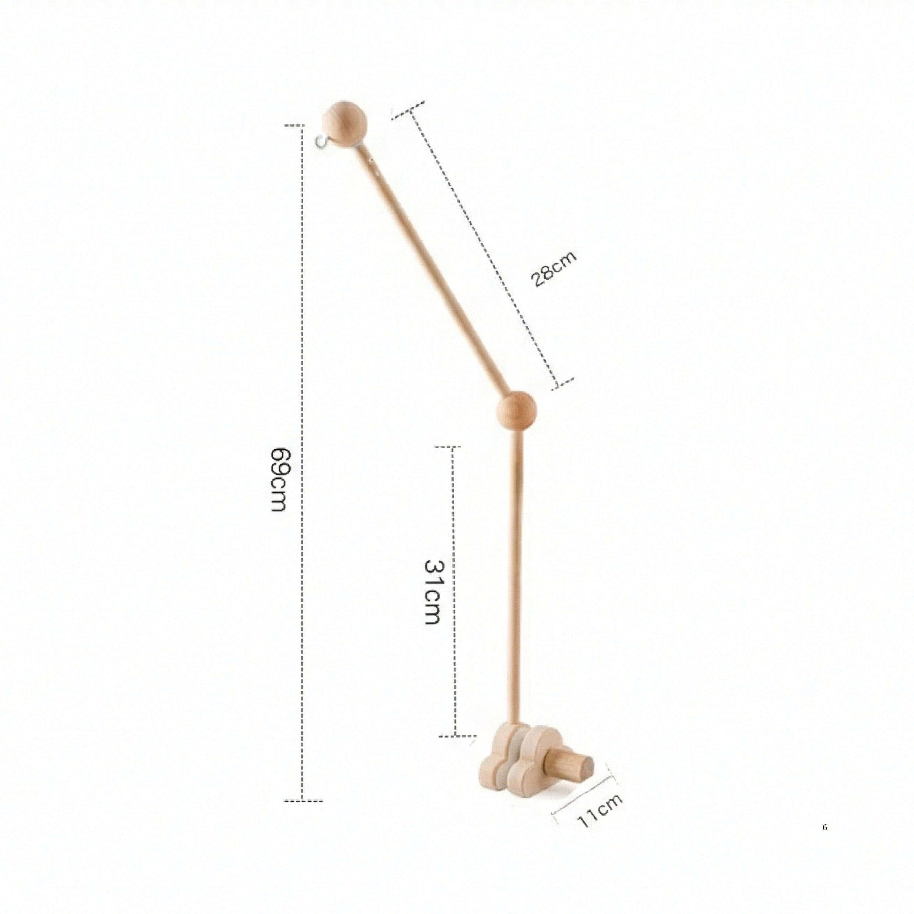 Wooden Baby Mobile Arm with Cloud Clamp – Crib Mobile Holder