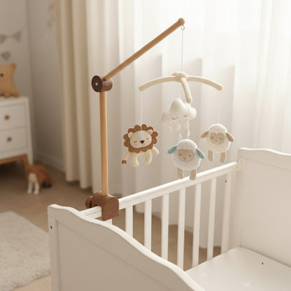 Wooden Baby Mobile Arm – Adjustable Crib Mobile Holder | Natural Beech Wood Nursery Hanger for Cribs & Playpens
